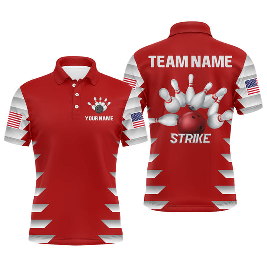 American Bowling Polo Shirt for Men Custom Bowling Team Jersey Bowling Shirt QZT36
