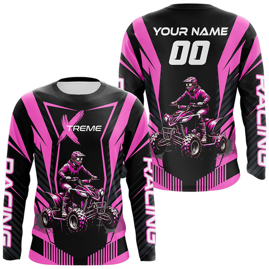 Pink ATV Motocross Jersey Men Youth Upf30+ Custom Quad Bike Shirt Boys Girls Extreme Off-Road PDT898