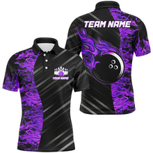 Load image into Gallery viewer, Purple Flames Bowling Jersey Men Women Custom Bowling Polo Shirt For Team BDT487