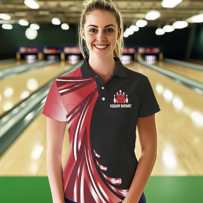 Personalized Red Bowling Team Jersey For Men & Women Custom Bowling Polo Shirt BDT457