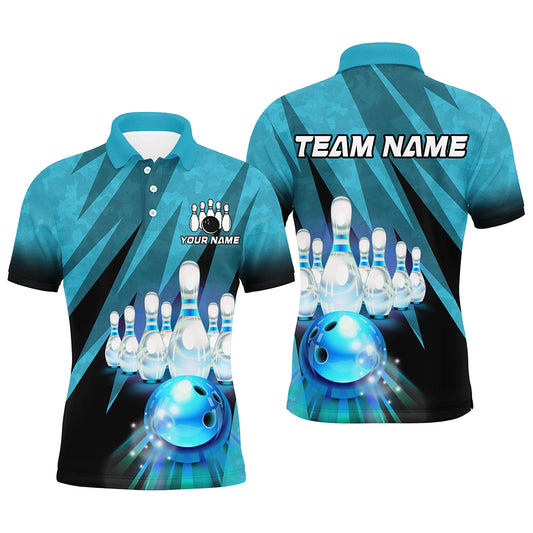 Custom Turquoise Bowling Shirt For Couple Bowling Team Jersey Men Women Bowler Gift BDT501