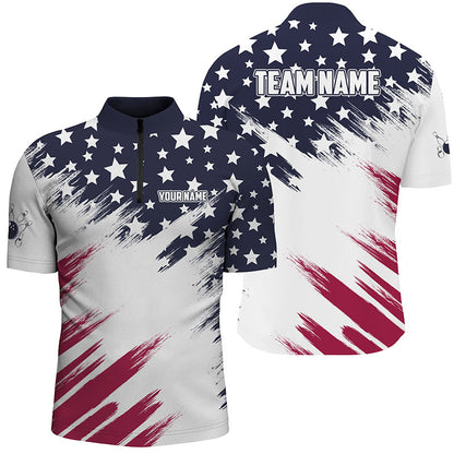 Custom American Bowling 1/4 Zip Shirts Men & Women Patriotic Bowling Jersey Team League Unisex BDT550
