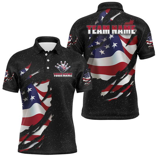 Patriotic Bowling Jersey For Couples Custom Black Bowling Shirt Men Women| Polo BDT518