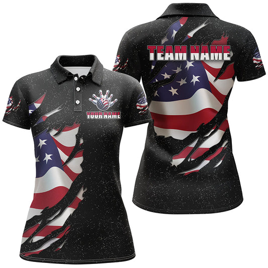Patriotic Bowling Jersey For Couples Custom Black Bowling Shirt Men Women| Polo BDT518