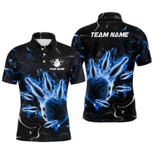 Load image into Gallery viewer, Custom Blue Flames Bowling Shirt For Men &amp; Women Polo Bowling Team Jersey Unisex BDT542