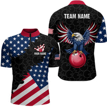 Load image into Gallery viewer, Custom American Bowling 1/4 Zip Shirt for Men &amp; Women Eagle Bowling Jersey Team League Black BDT548