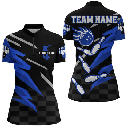 Bowling Quarter-Zip Shirt For Women Custom Bowling Jersey Team League Bowling Shirts BDT306