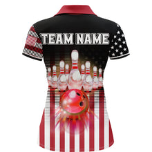 Load image into Gallery viewer, American Bowling Jersey Women Custom Black Bowling Polo Shirt Team Patriot Bowling Shirt BDT317