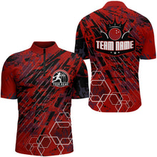 Load image into Gallery viewer, Custom Black&amp;Red Bowling Shirt For Men Personalized Bowling Team Jersey Bowling 1/4 Zip Shirt BDT323