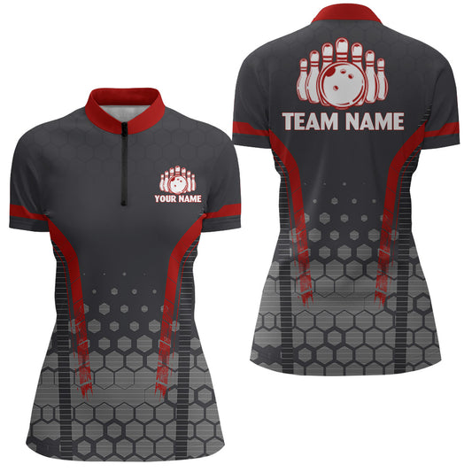 Personalized Bowling Quarter-Zip Shirts Women Custom Bowling Jersey Team Bowlers BDT269