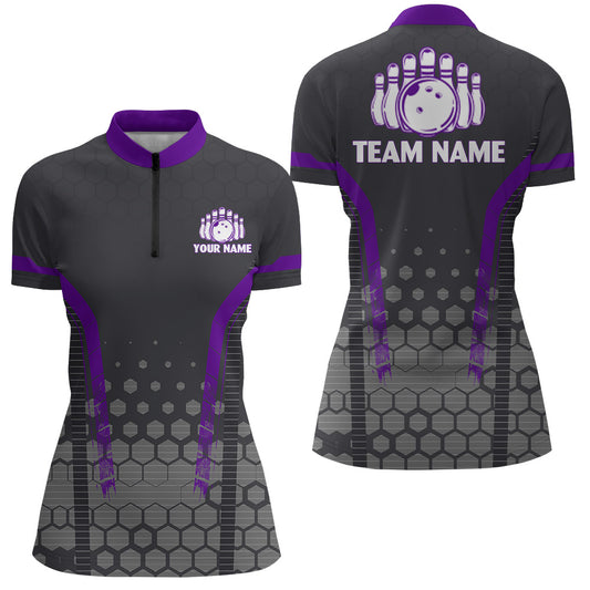 Personalized Bowling Quarter-Zip Shirts Women Custom Bowling Jersey Team Bowlers BDT269