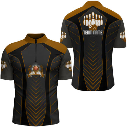 Bowling Quarter-Zip Shirt For Men Custom Name Bowling Jersey Bowling Team Shirt BDT266