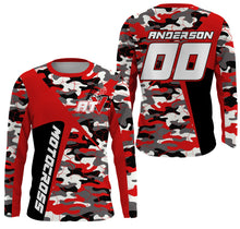 Load image into Gallery viewer, ATV Motocross Jersey Red Camo UPF30+ Custom Adult Youth Quad Bike Off-Road Jersey ATV MX Shirt PDT644