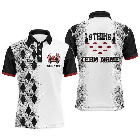 Personalized Bowling Polo Shirt for Men Strike Bowling Jersey Team White Bowling Shirt BDT256
