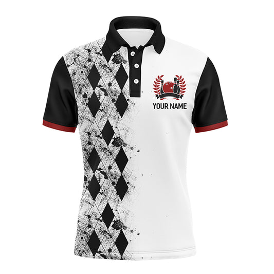 Personalized Bowling Polo Shirt for Men Strike Bowling Jersey Team White Bowling Shirt BDT256