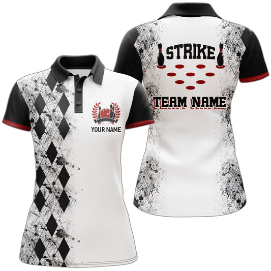 Personalized Bowling Polo Shirt for Women Strike Bowling Jersey Team White Bowling Shirt BDT256