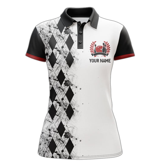 Personalized Bowling Polo Shirt for Women Strike Bowling Jersey Team White Bowling Shirt BDT256