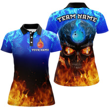 Load image into Gallery viewer, Flame Skull Bowling Polo Shirts Unisex Custom Bowling Team Jersey For Men &amp; Women BDT483