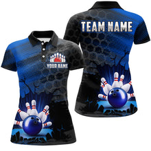 Load image into Gallery viewer, Custom Blue Bowling Shirts For Men &amp; Women Bowling Team League Jersey Unisex Polo BDT533