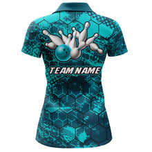 Load image into Gallery viewer, Turquoise Bowling Polo Shirt Custom Bowling Jersey For Women Bowling Shirts For Team BDT255