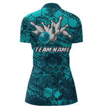 Load image into Gallery viewer, Turquoise Bowling Quarter-Zip Shirt Custom Bowling Jersey For Women Bowling Shirts For Team BDT255