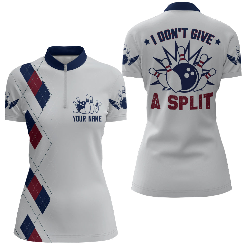 I Don't Give A Split Bowling Quarter-Zip Shirt Women Custom American Bowling Jersey BDT276