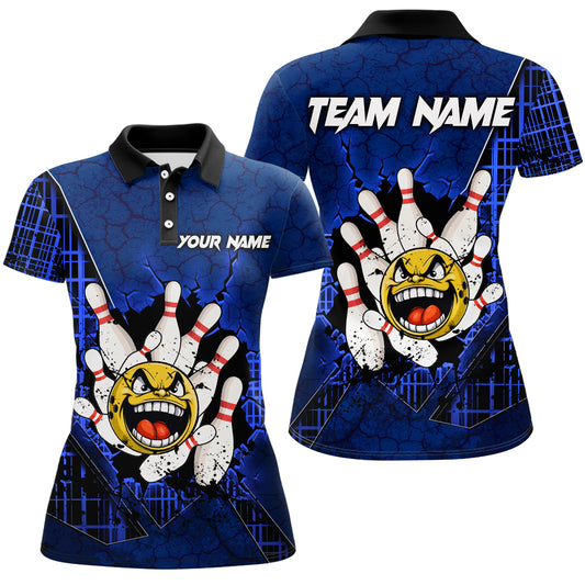 Funny Blue Bowling Polo Shirts Men Women Custom Bowling Team Jersey Unisex Bowler Gift BDT489