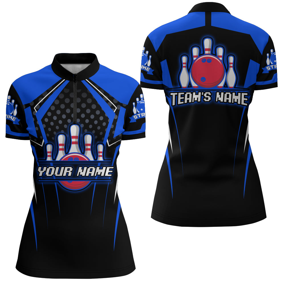 Personalized Bowling Jersey For Women Bowling Quarter-Zip Shirt For Team Strike BDT271