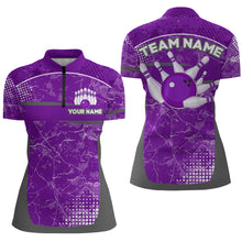 Load image into Gallery viewer, Custom Purple Bowling Shirt For Men &amp; Women Camo Bowling Team Jersey 1/4 Zip Bowling Shirts BDT582