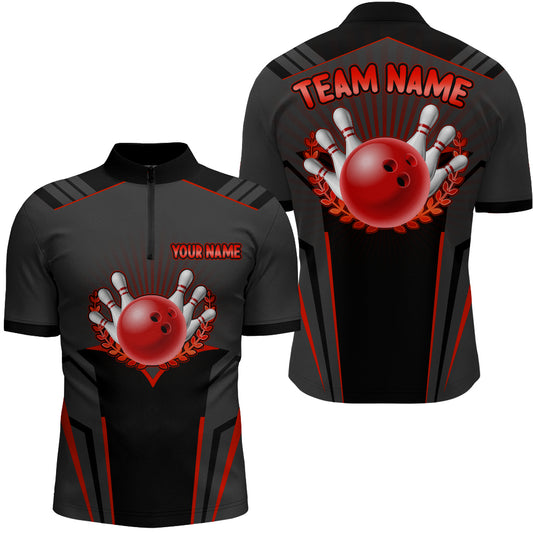 Personalized Bowling Jersey For Men Bowling Team League Shirts Custom Bowling Quarter-Zip Shirt BDT378