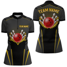 Load image into Gallery viewer, Personalized Bowling Jersey Women Bowling Team Shirts Custom Bowling Quarter-Zip Shirt BDT378