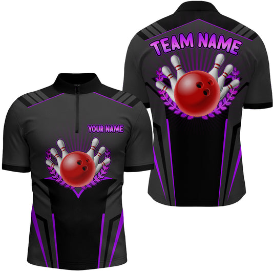 Personalized Bowling Jersey For Men Bowling Team League Shirts Custom Bowling Quarter-Zip Shirt BDT378