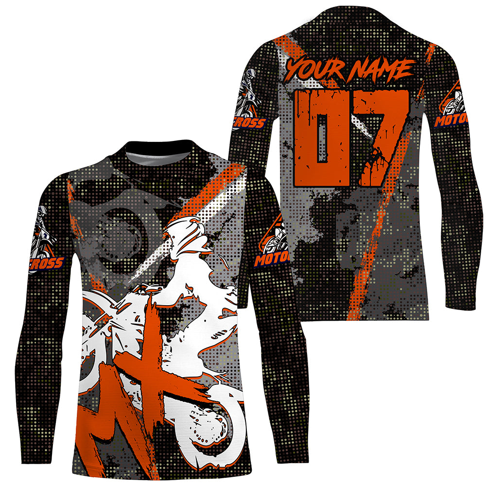 Kid Men Women Custom Orange Motocross Off-Road Jersey UPF30+ Extreme MX Dirt Bike Shirt Motorcycle PDT613