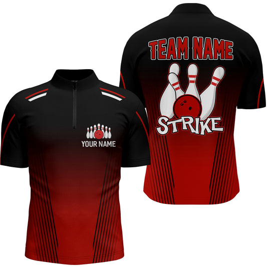 Strike Bowling Shirts For Men Custom Bowling Quarter-Zip Shirts Team Bowling Jerseys BDT346