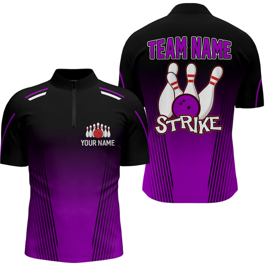 Strike Bowling Shirts For Men Custom Bowling Quarter-Zip Shirts Team Bowling Jerseys BDT346