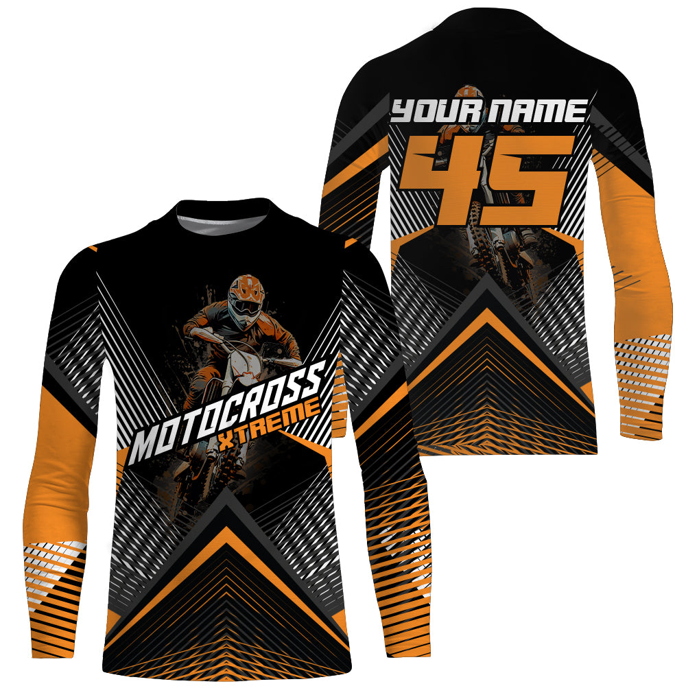 Custom Motocross Riding Jersey Men Women Kid Upf30+ Orange MX Dirt Bike Shirt Off-Road Jersey PDT673