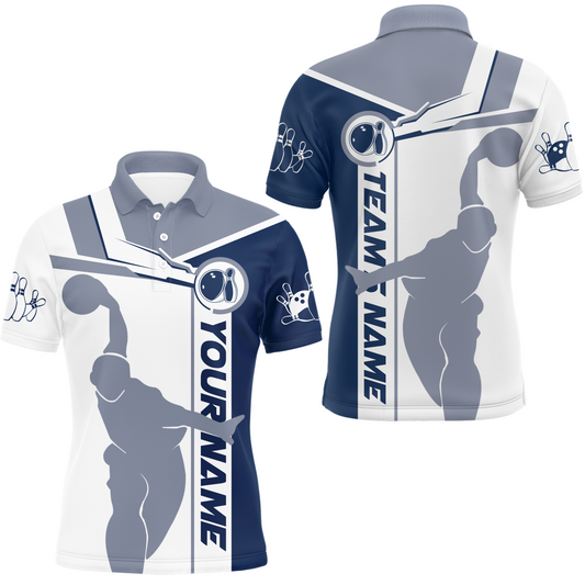 Personalized Navy Bowling Polo Shirt For Men Bowling Jersey Team League Bowlers BDT281