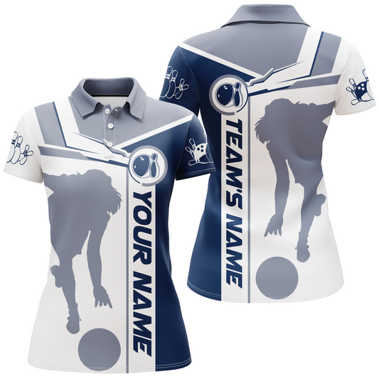 Personalized Navy Bowling Polo Shirt For Women Bowling Jersey Team League Bowlers BDT281
