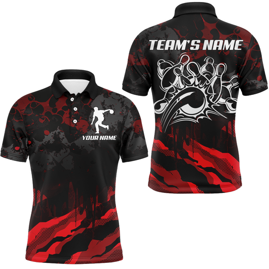 Men Bowling Polo Shirt Custom Camo Bowling Jersey Bowling Team League Shirt BDT285