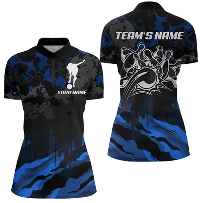 Women Bowling Quarter-Zip Shirt Custom Camo Bowling Jersey Bowling Team League Shirt BDT285
