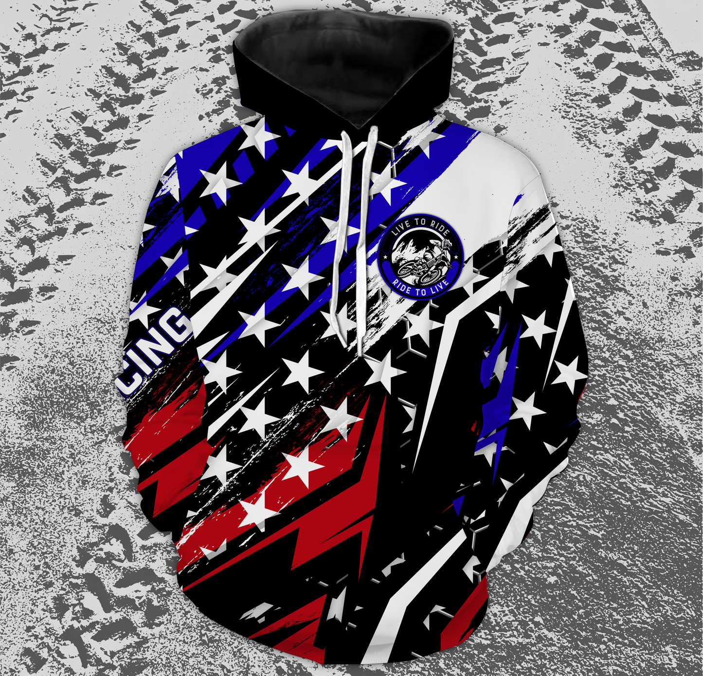 American Flag Quad Bike Hoodie For Adult ATV Motocross Hooded Jersey Patriotic Off-Road PDT908