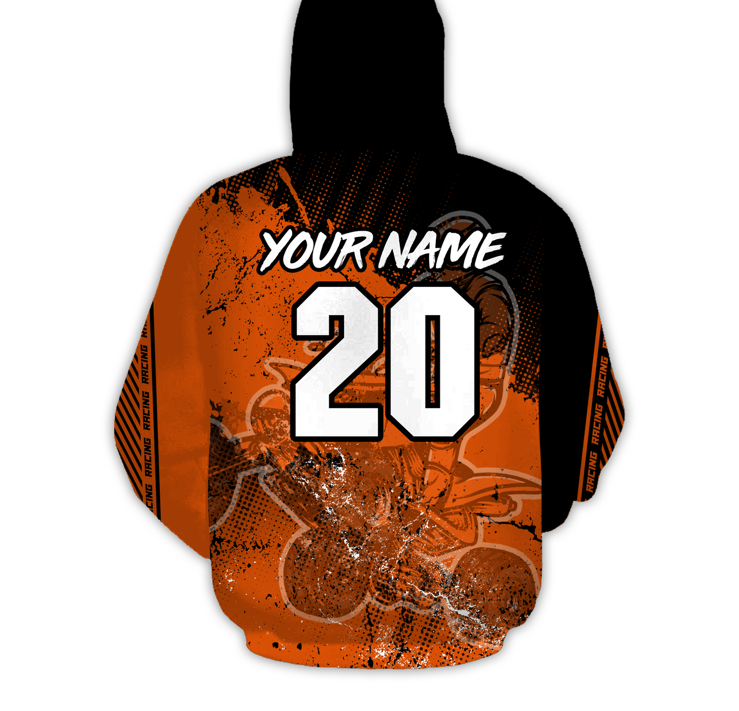 Custom ATV Motocross Hooded Jersey Orange Men Women Off-Road Quad Bike Hoodie Extreme PDT913