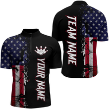 Load image into Gallery viewer, Personalized American Bowling Shirt Men &amp; Women Bowling Team Jersey Black Bowling 1/4 Zip BDT566