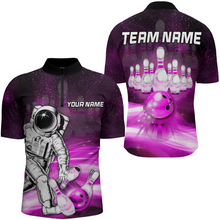 Load image into Gallery viewer, Astronaut Pink Bowling Shirts Men &amp; Women Personalized Bowling Team Jersey Unisex Quarter-Zip BDT532