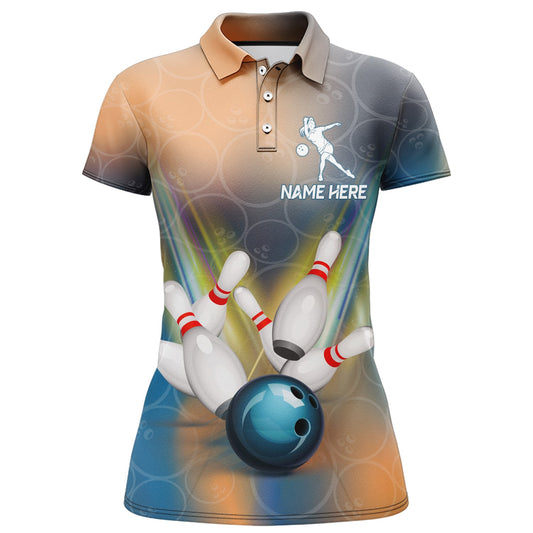 Personalized Bowling Polo Shirt For Women 3D Bowling Jersey Custom Bowling Team League Shirts BDT205