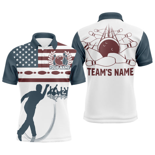 Personalized Bowling Polo Shirt Navy Bowling Jersey Team Bowling Shirt For Men BDT275