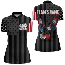 Load image into Gallery viewer, Eagle Black Bowling Shirt For Men &amp; Women Custom Patriotic Bowling Team Jersey Quarter-Zip BDT540
