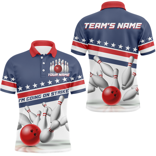 I'm Going On Strike Bowling Shirt For Men Custom American Bowling Jersey Team Bowling Polo Shirt BDT321