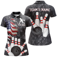 Load image into Gallery viewer, Camo Bowling Shirt Women Custom American Bowling Jersey Team League Bowling Polo Shirt BDT325