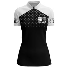 Load image into Gallery viewer, Black&amp;White Bowling Quarter-Zip Shirt For Women Custom Bowling Jersey Ladies Bowling Team Shirt BDT139